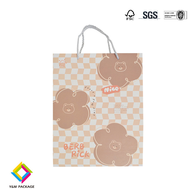 Creative Strawberry Fruit Graphics Cute Cartoon Gift Kraft Paper Tote Bag Birthday Event Party Paper Bags