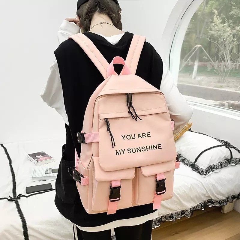 Travel Laptop Backpack School Bag Sets Girl Solid Color With Pencil-Case Wholesale