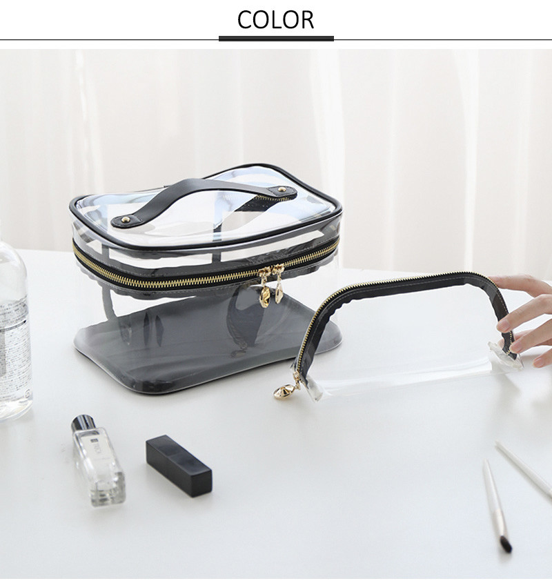 Logo Custom Pink Clear Handle Wash PVC Cosmetic Bag