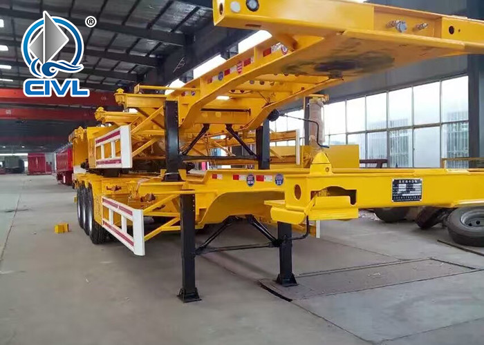 Flat Bed Container Semi Trailer Trucks Loading 40 - 50 Ton Fuwa Axle Jost Support Leg