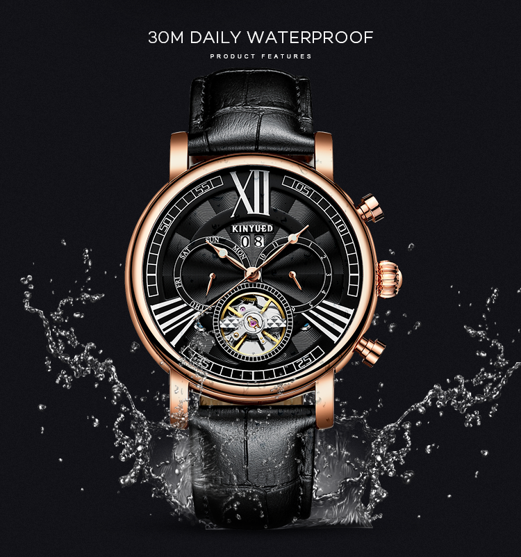 22cm Strap Girth Mens Mechanical Watches 30M Daily Waterproof