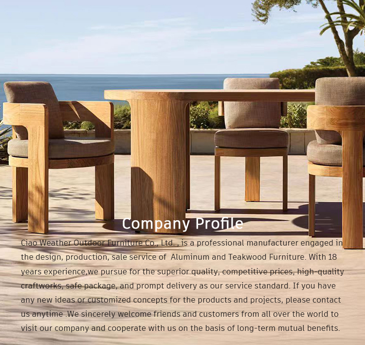 Modern Design Customized Color Solid Wood Teak Courtyard Dining Armchair and Side Chair Set for Garden Furniture