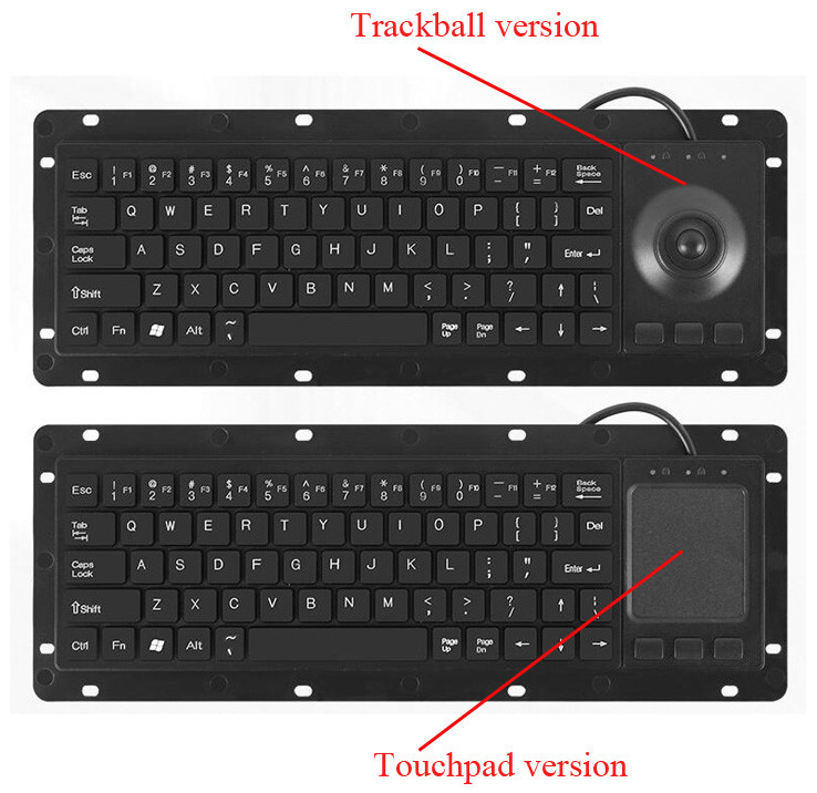 Low-cost Rugged Panelmount Plastic Keyboard With Touchpad and 68 Keys