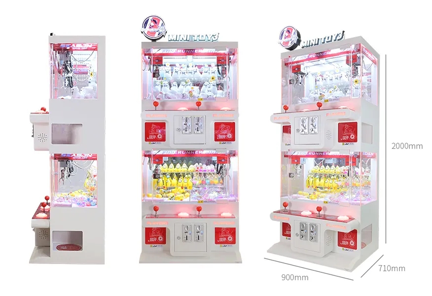 4 Player Coin Operated Toy Grabber Crane Machine within Custom Game Center 2 Layers