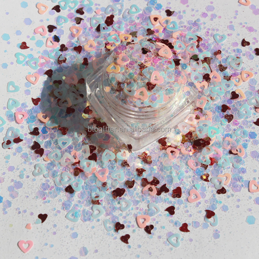 Gel UV Nail Art Glitter Mixes Shape Valentines Nail Glitter Paillettes for Other Holiday Supplies and Tattoo