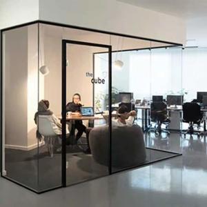 China 83MM Full View Office Partition Walls Aluminum Frame Fixed Glass Partition on sale