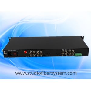 16CH TVI fiber converter in 1U rack mount chassis for 5MP/4mp/3mp/2mp/1mp CCTV