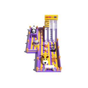 Animals Theme Park Playground Inflatable Jumping Castle With Two Slides Manufactures