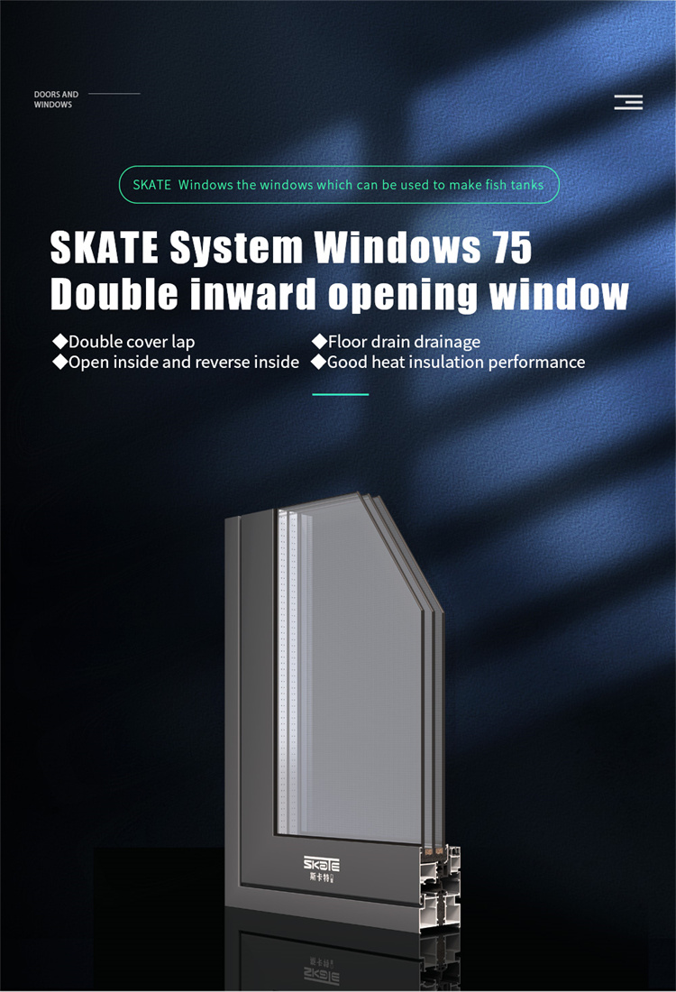 Window With Grill Design And Tempered Glass 8-way Seal Broken Bridge Aluminum Profile