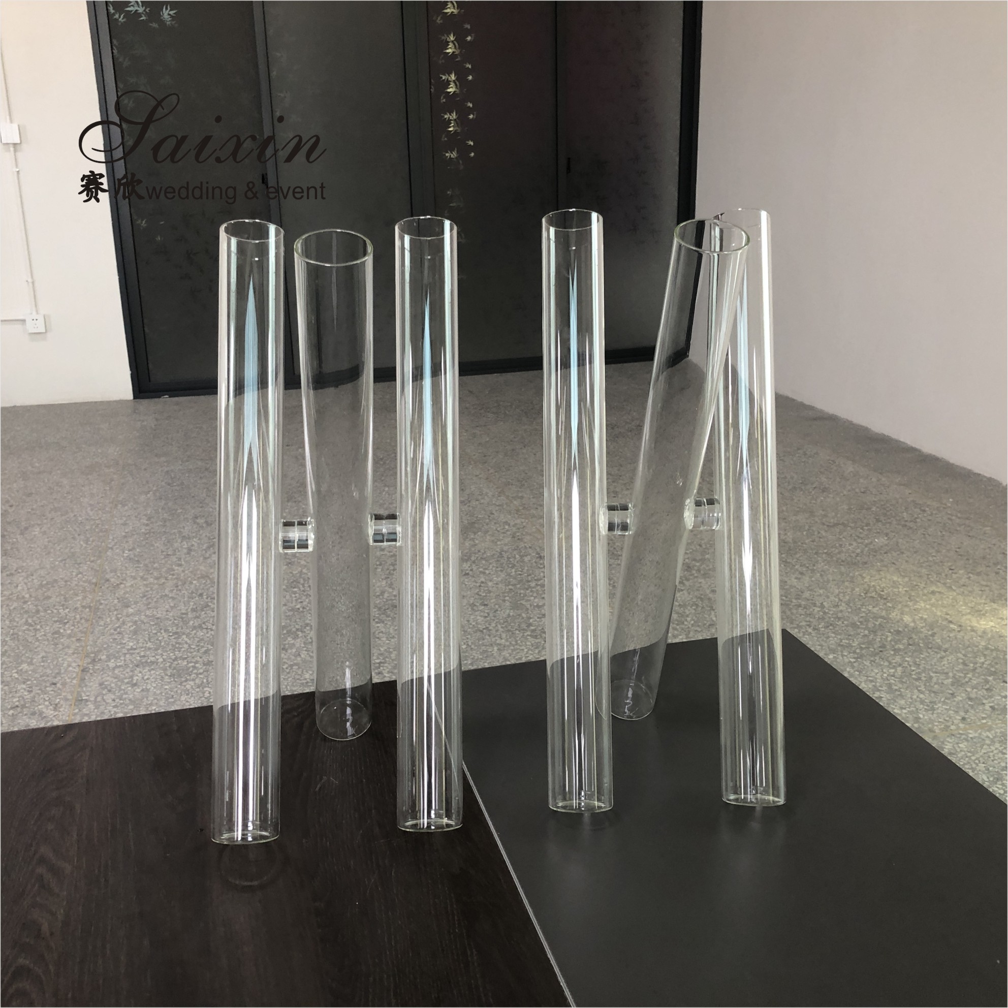 Large Tall Glass Vases For Wedding Centerpieces 3pcs Set Clear Cylinder Flower Stand