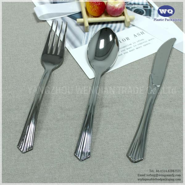 7 Inch Silver Disposable Plastic Utensils,Disposable Cutlery Set,disposable