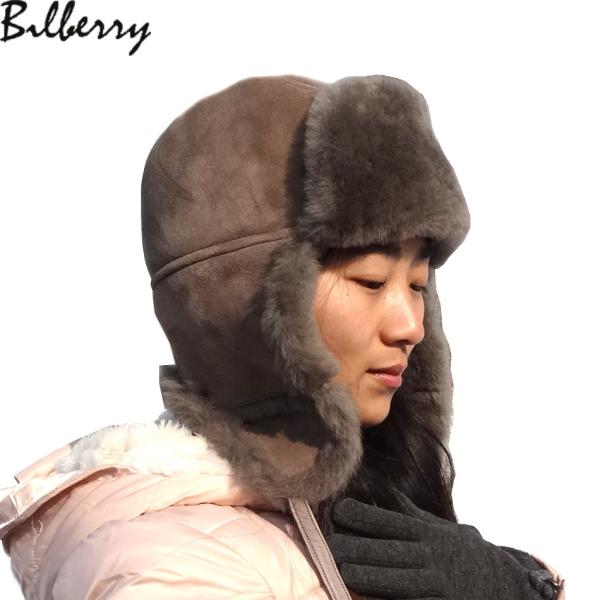 Russian sheepskin Leather Trooper Hat Australian Shearling Ushanka Winter