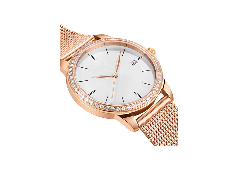 Stones Mesh Band Stainless Steel Ladies Watch With 30M Water Resistant