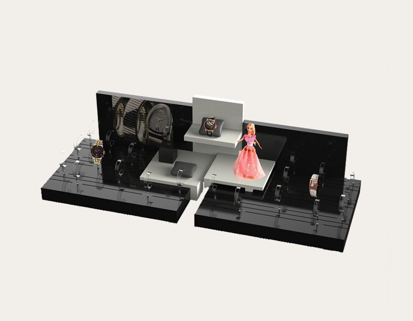 High Quality Countertop Plexiglass Watch Display 25mm Black & Clear Acrylic