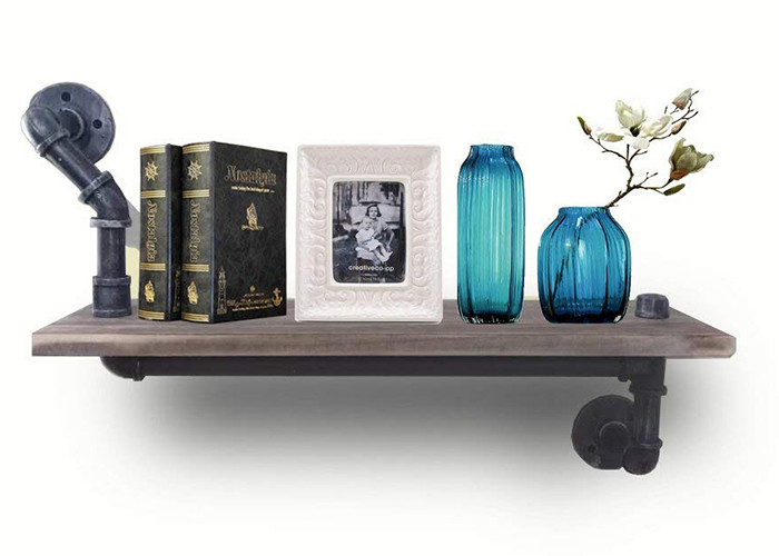 15x10cm Industrial Pipe Shelving Wood Brackets For Flower / Book Shelving