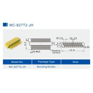 20 Pins Diameter 0.5mm 2 Rows Hermetic Header with Gold Wire Bonding Surface MC