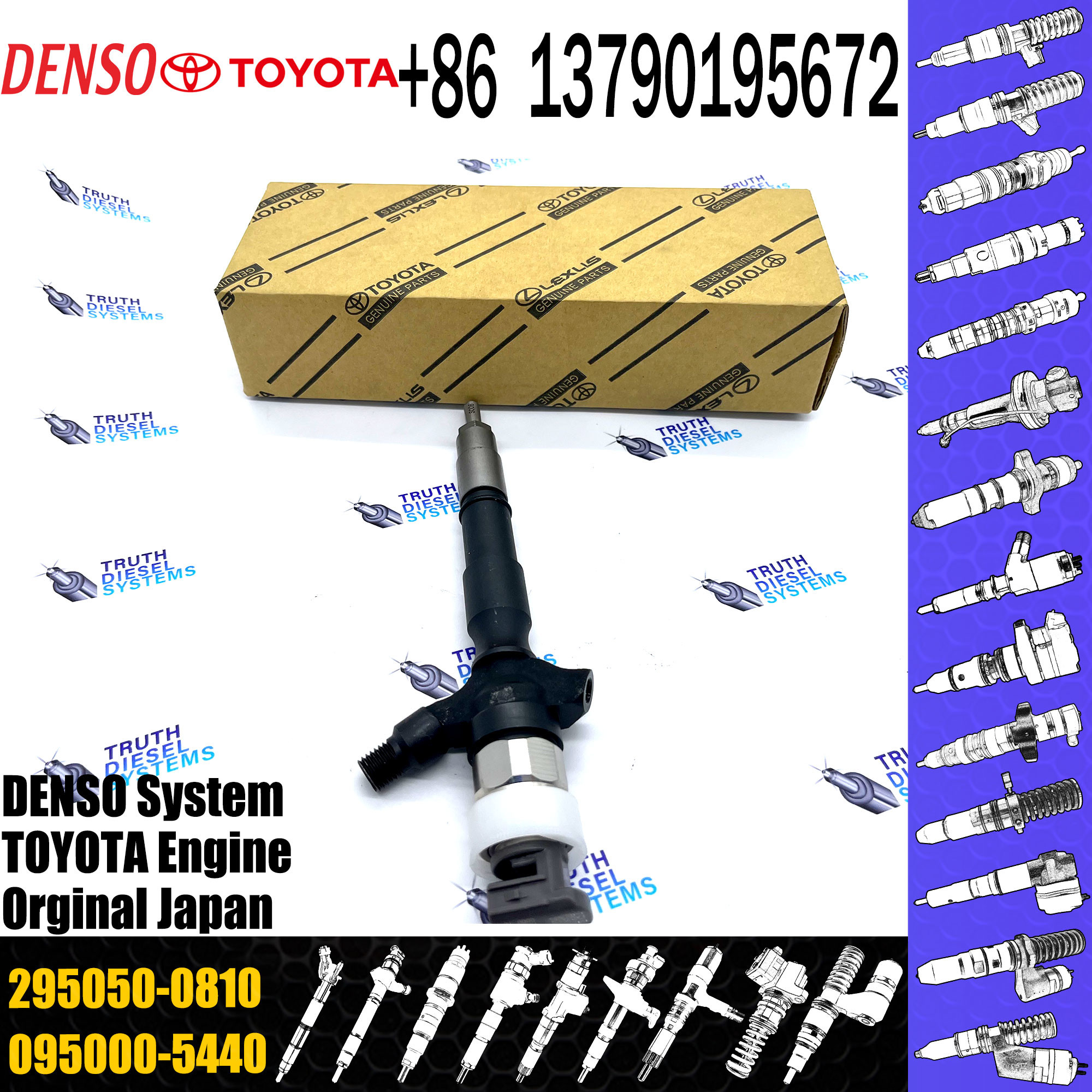 Diesel Common Rail Fuel Injector 23670-0L110 295050-0810 for Densos Toyota 2KD FTV Engine