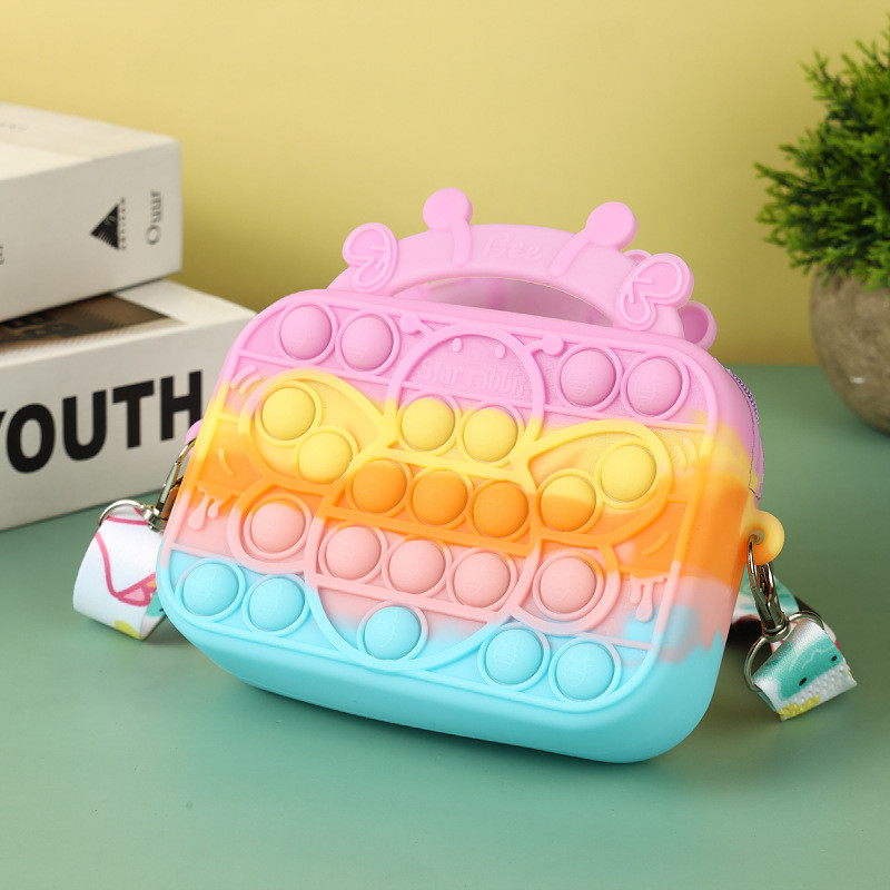Lightweight Cute Silicone Tote Bag Makeup Bag Pencil Case For Kids School Office Suppllies Crossbody Shoulder Handbag