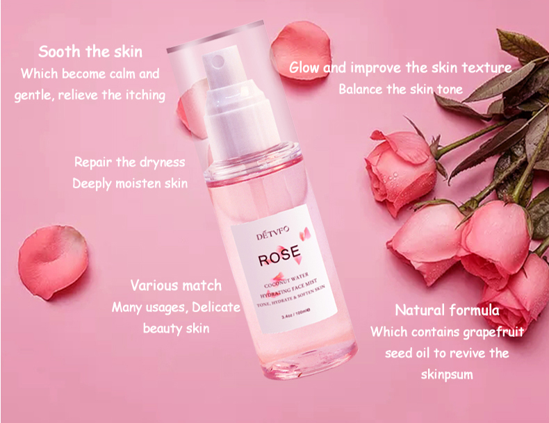 Private Label Natural Organic Rosewater Agua De Rosas Facial Mist Hydrating Skin Care Spray Face Toner Rose Water for Face