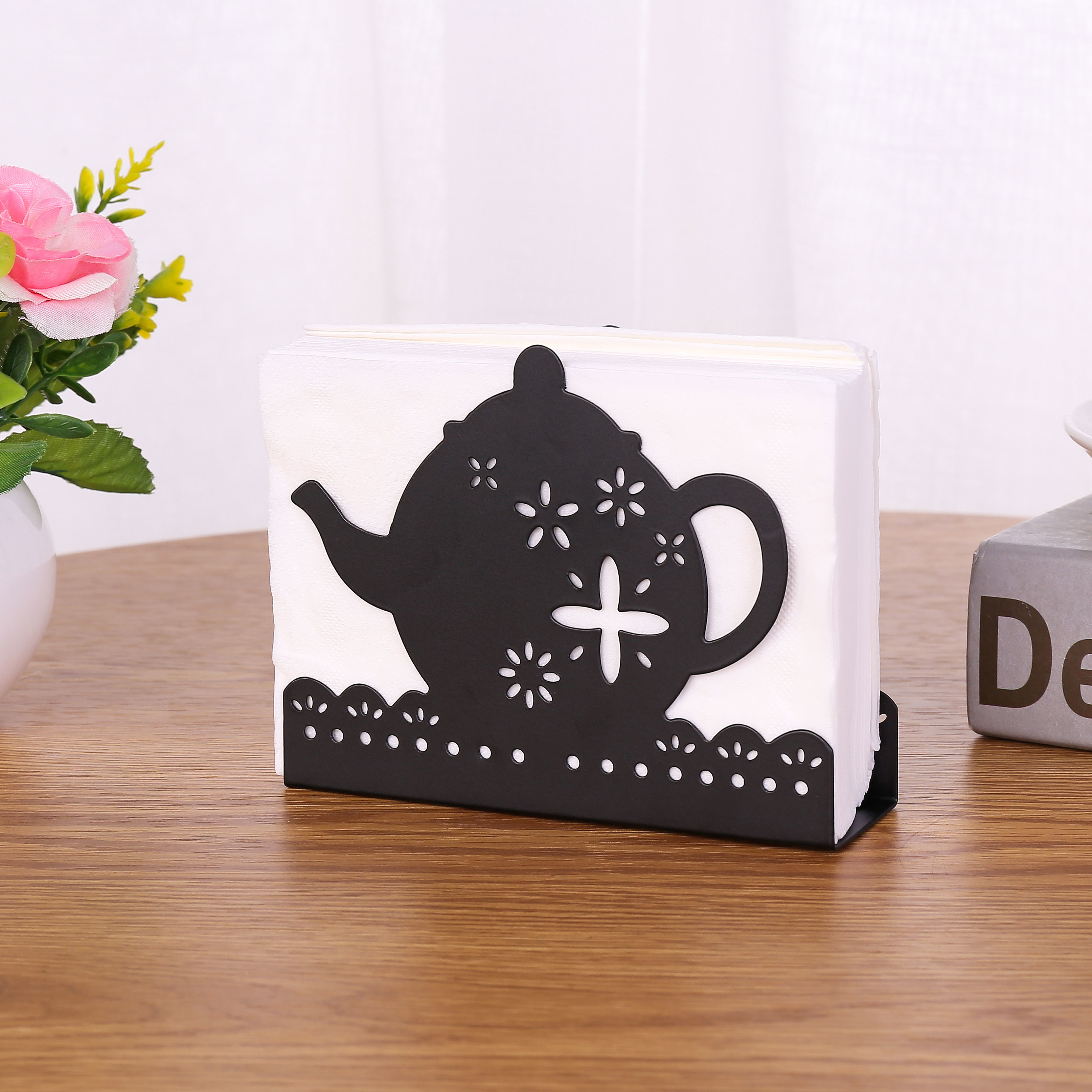 Home Decoration Metal Napkin Holder Teapot Design Tissue Holder Eco - Friendly