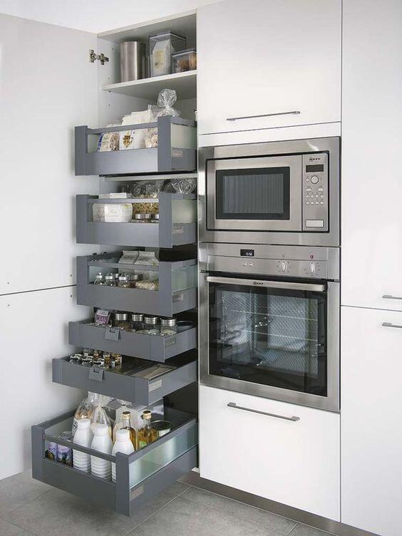 High End Modern Simple Houses Kitchen Design with Custom Smart Gray Kitchen Cabinets