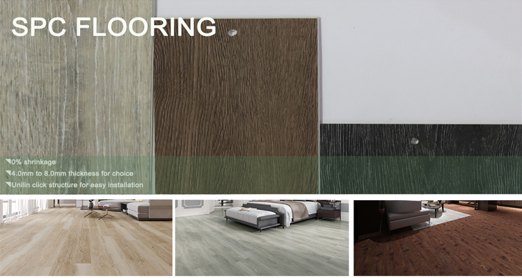 PVC SPC Flooring Wood Look Vinyl Plank 8mm Hybrid Flooring With Limestone Embossed