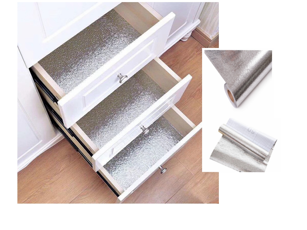 High Glossy Surface Metallic Silver Self Adhesive Film for Office and Furniture