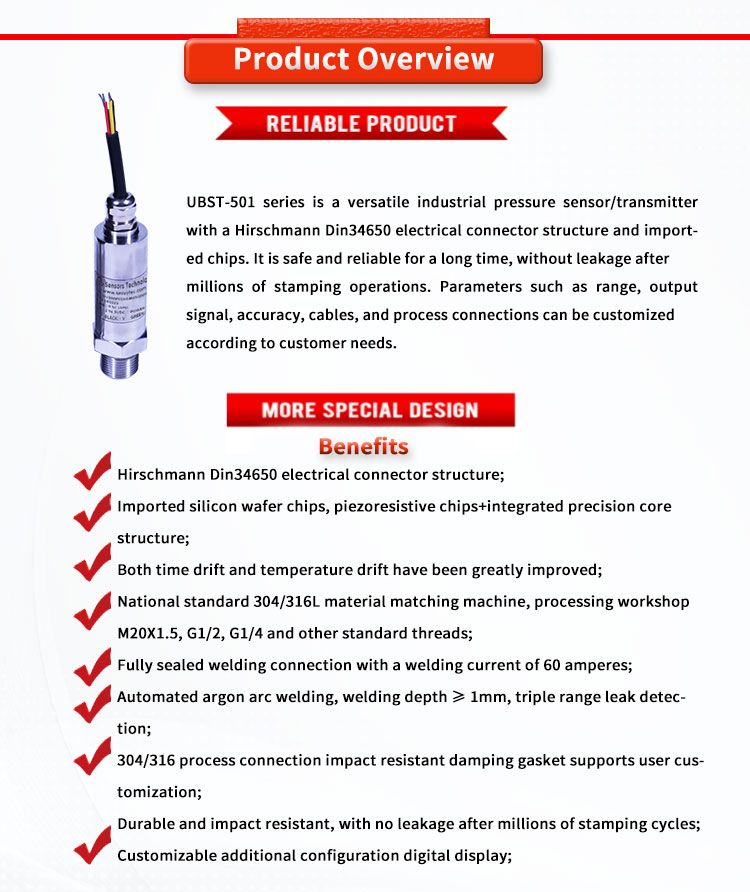 Powerful UBST-503Y UNIVO Hirschmann 24V 5VDC Liquid Level Transmitter for Pressure Sensing