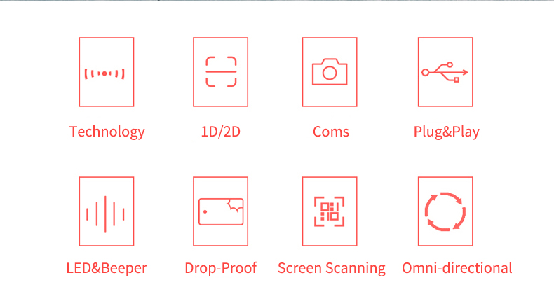 Win7/8/10/11/ANDROID/Mac/Linux Supported Wired USB 1D 2D Bar QR Code Scanner for Desktop