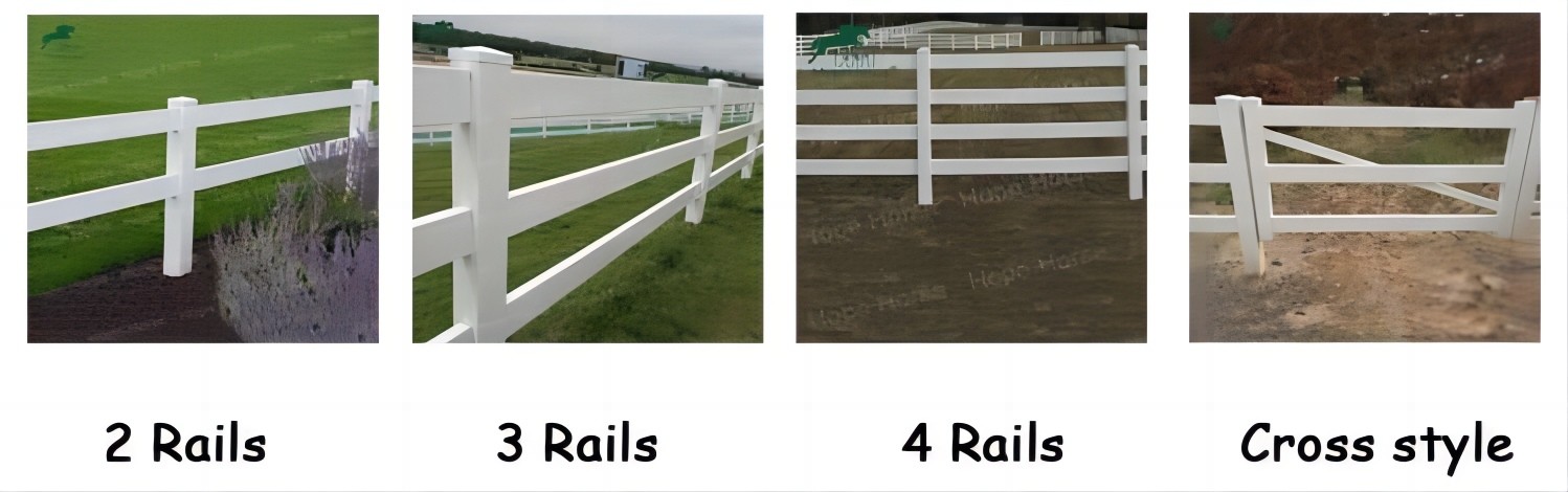 UV Resistant Plastic White Vinyl PVC 3 Rail Horse Fence