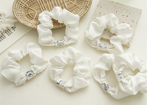 White bear large scrunchie kids hair accessories ball hair rope French satin