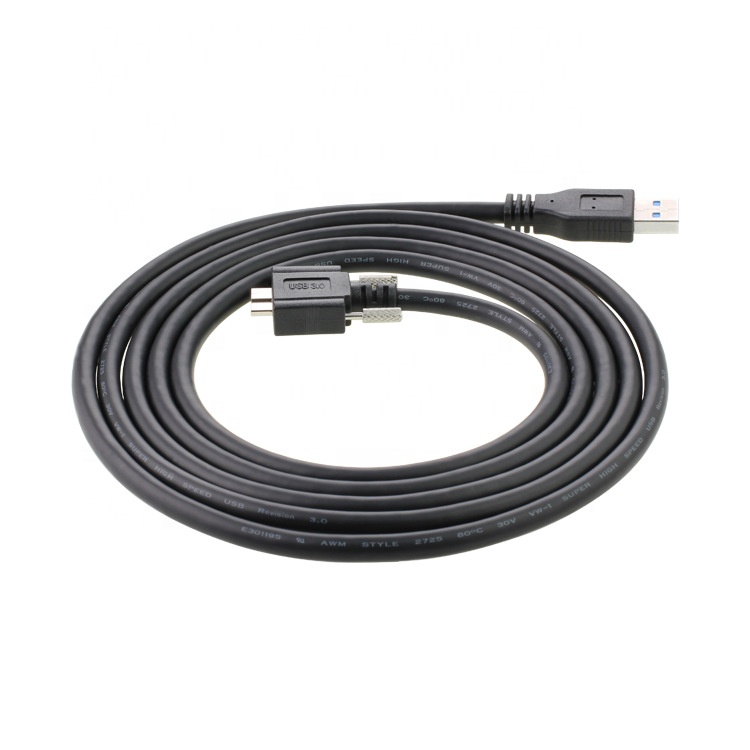 Super Speed Data 5Gbps Screw Locking Panel Mount Micro B 3.0 to USB 3.0 A Extension Cable