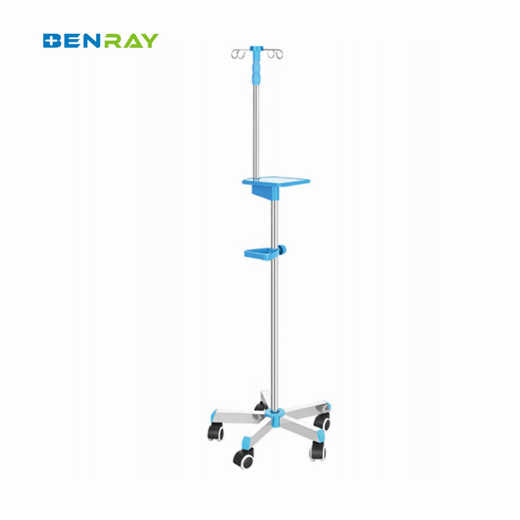 Factory Cheap High end 5 Casters Stainless Steel Mobile Drip Stand