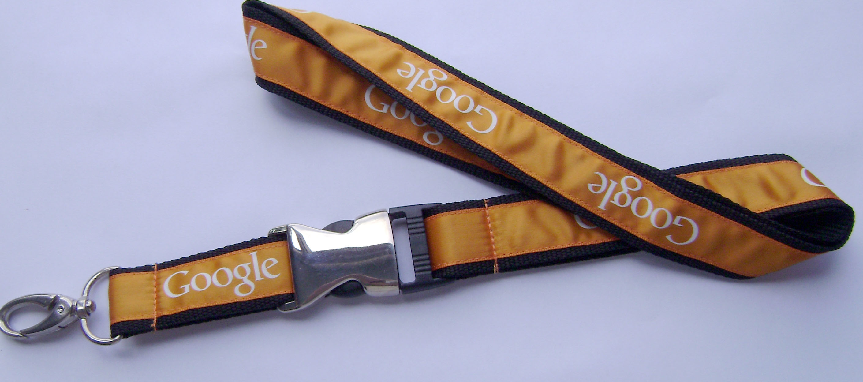 Orangnic Cotton Custom Printed Lanyards For Keys , Black Dye Sublimated Lanyards