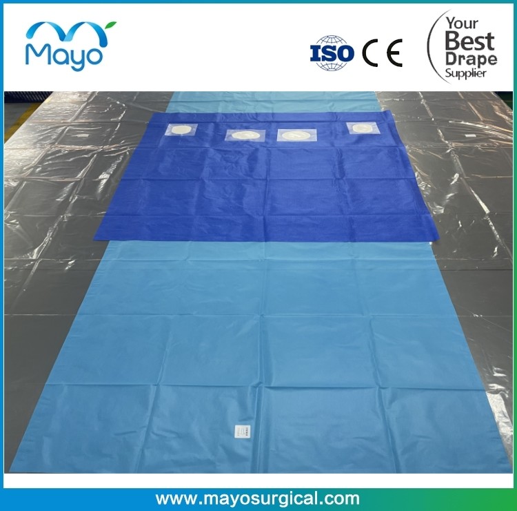 Cardiovascular Drapes - Ultimate Angiography Drape with 2 Femoral Fenestrations and 2 Clear Panels