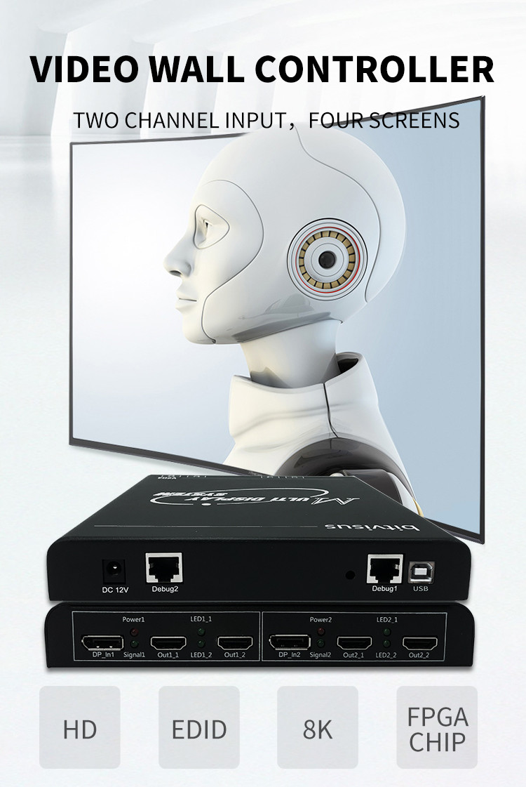 2X2 1X4 Video Wall Controller 4K BIT-MSE-8K-204HD 3D 4K TV Wall Processor 8K