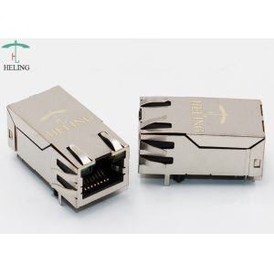 1 x 1 Single Port 1000Base T RJ45 Connector EMI Tabs With Green / Yellow Lights