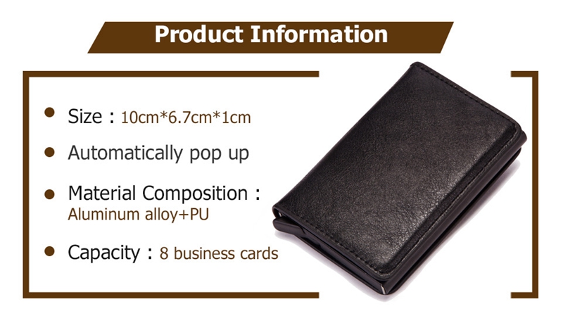 Custom Bifold Wallet Aluminum Credit Card Holder Case OEM Carbon Leather Men's Pop Up Wallet