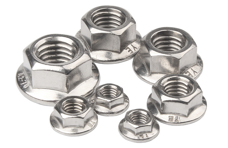 DIN6923 18-8 Stainless Steel Serrated Flange Locknuts Hexagon Nuts with Flange