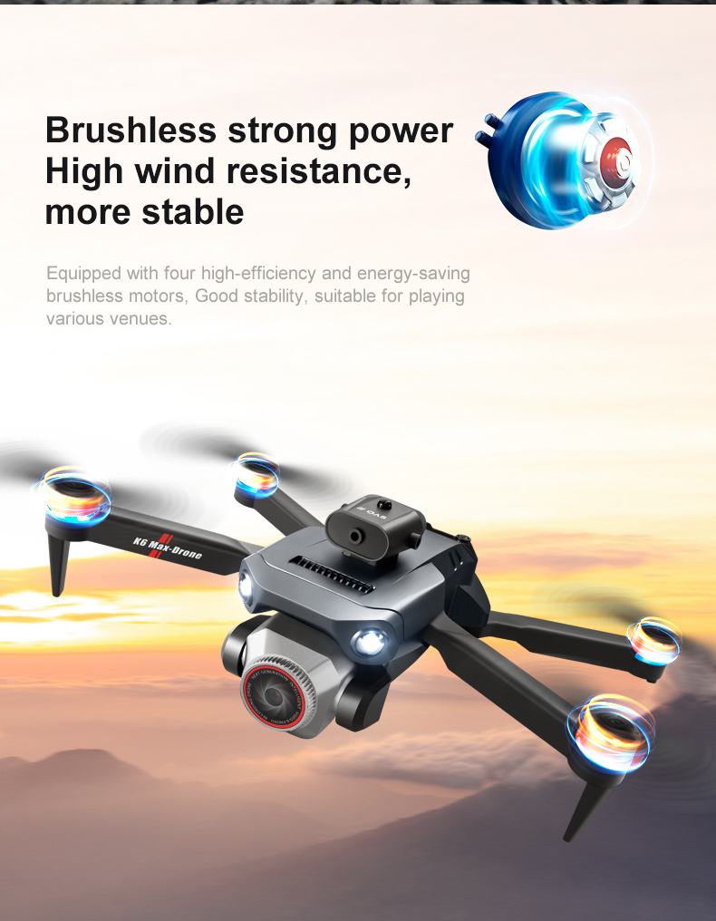 Plastic K6 Max Drone Wifi Foldable Remote Control Helicopter Rc Dron Toy Gifts with Other Maximum Flight Time