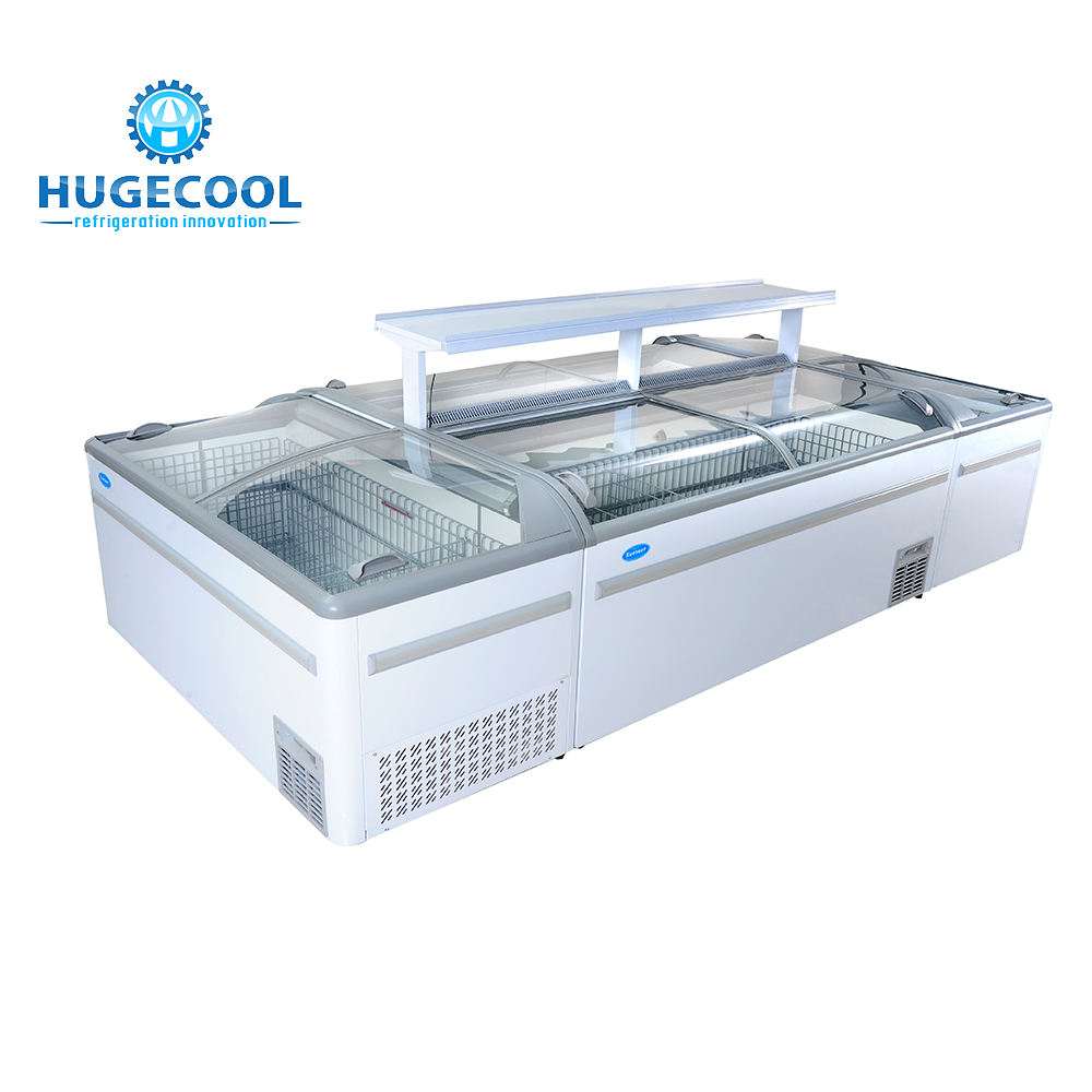 Air Cooled Supermarket Island Freezer Customized Capacity For Meat / Ice Cream