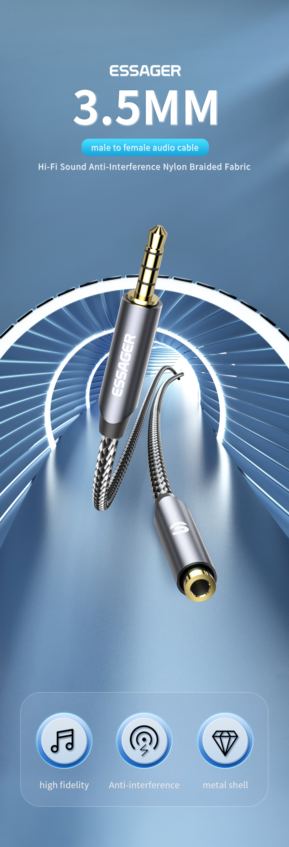 Lingering Sound Male to Female Audio Cables 3.5mm Jack For Microphone