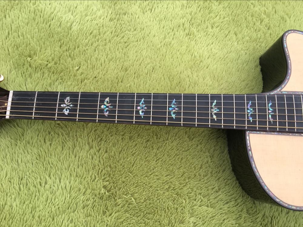 Cutaway 814s acoustic guitar,Solid spruce top,Ebony fingerboard,Real Abalone inlays and binding body cut