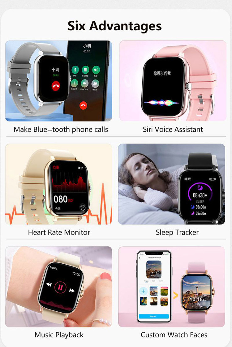 240*280 Pixel Bluetooth Calling Sport Smart Watches 180mAh