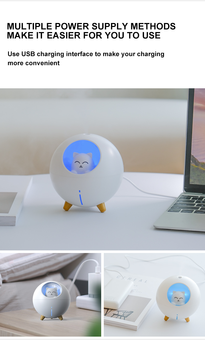 Homefish OEM Hava Nemlendirici 220ml Water Tank Capacity Luftbefeuchter Colorful Night Light Mini Umidificador Humidifier