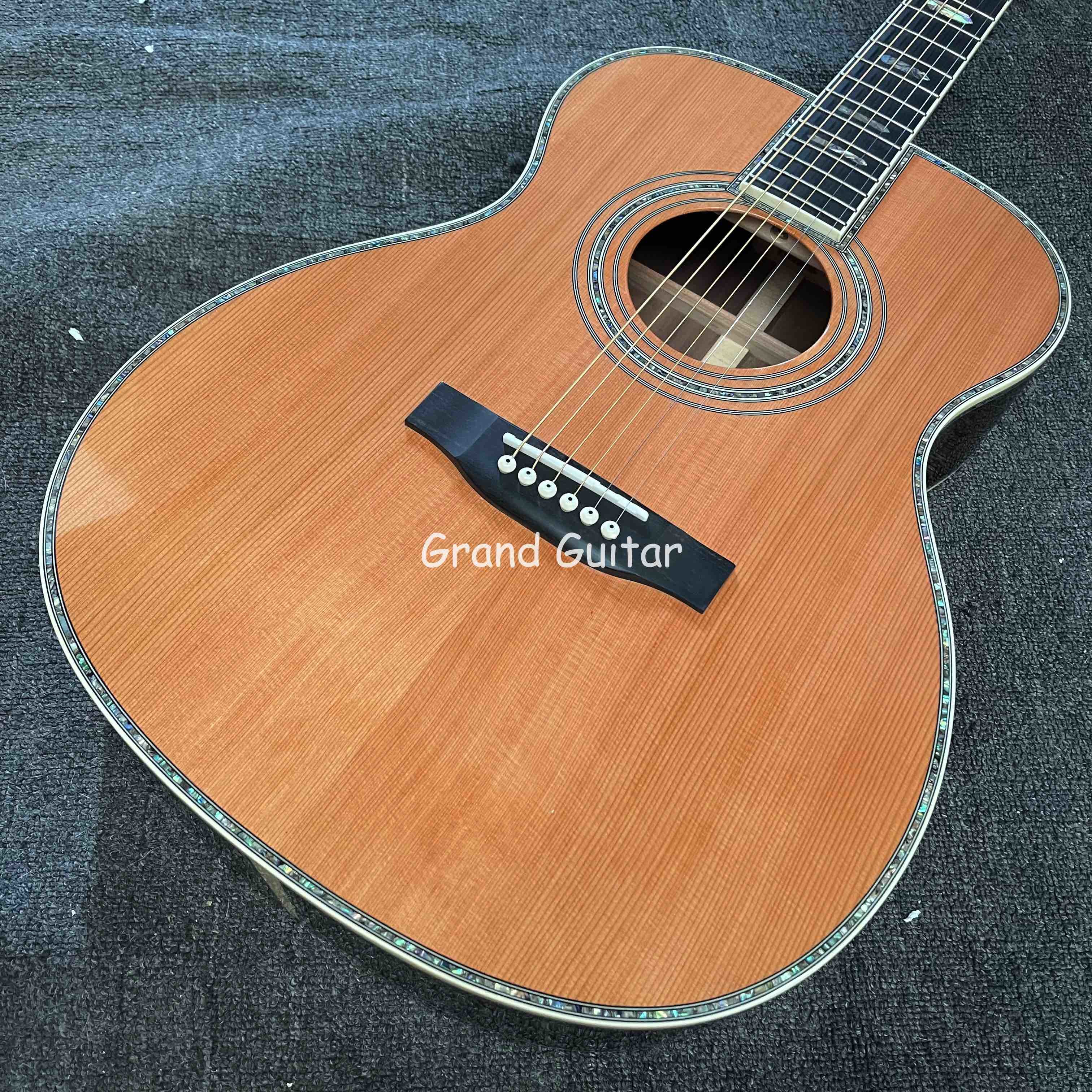 Custom OM Body Cedar Top Acoustic Electric Guitar with ROSEWOOD Back Side