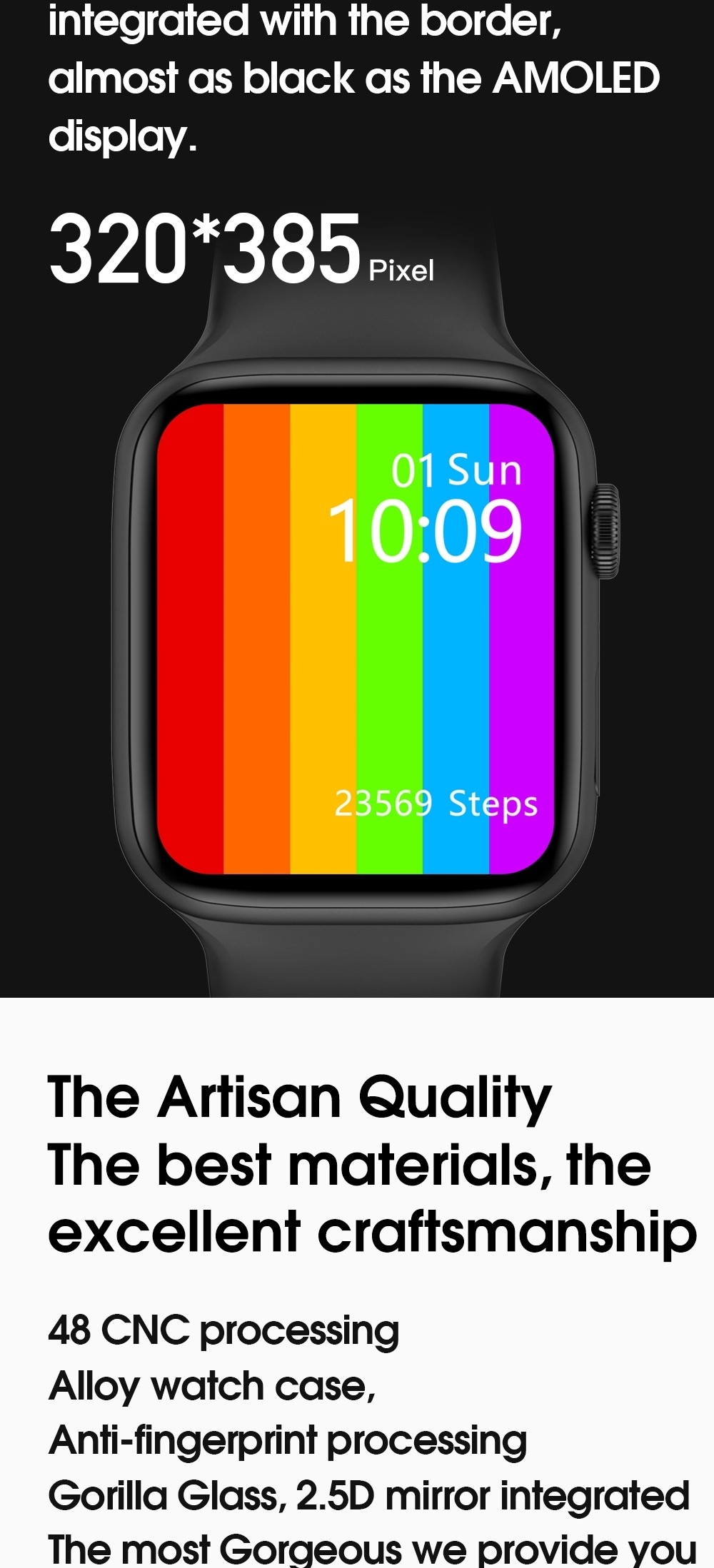 Wireless Charging IP68 1.75inch Waterproof Heart Rate Smartwatch