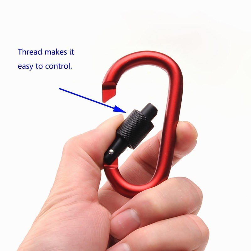 D Shape Aluminum Keychain Carabiner Clip with Screw Lock