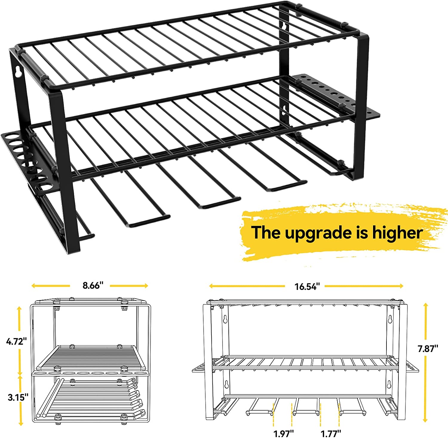 Removable Design Heavy Duty Metal Power Tool Shelf for Wall Mounted Type Drill Holder