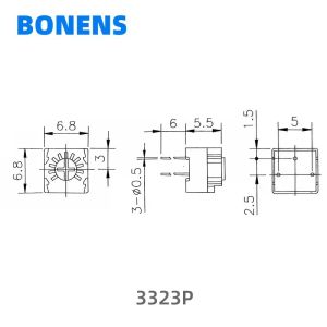 3323P Single Turn Metal Glass Glaze Trimmer Potentiometer 5k Precision